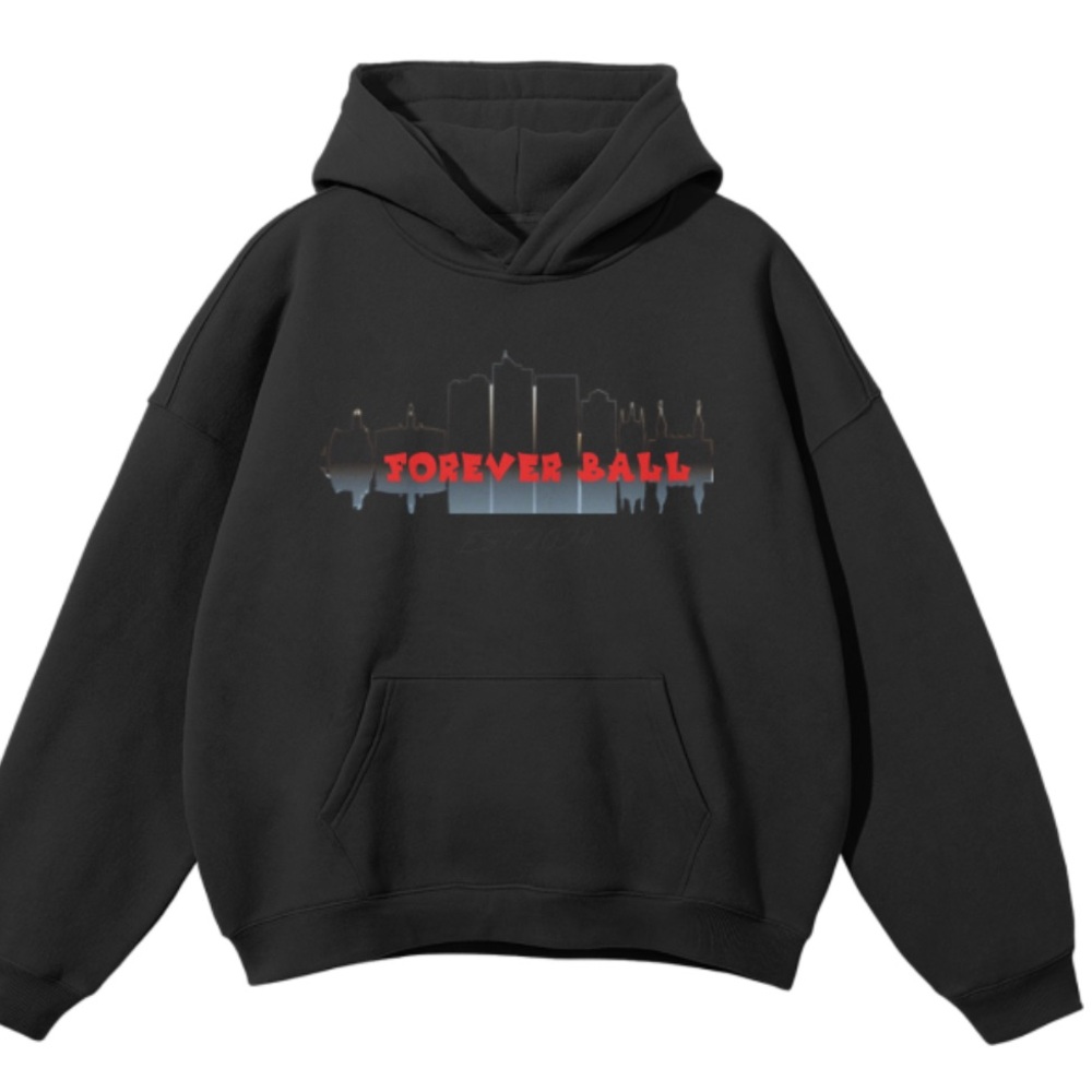 Forever Young Black Hoodie with Red Graphic